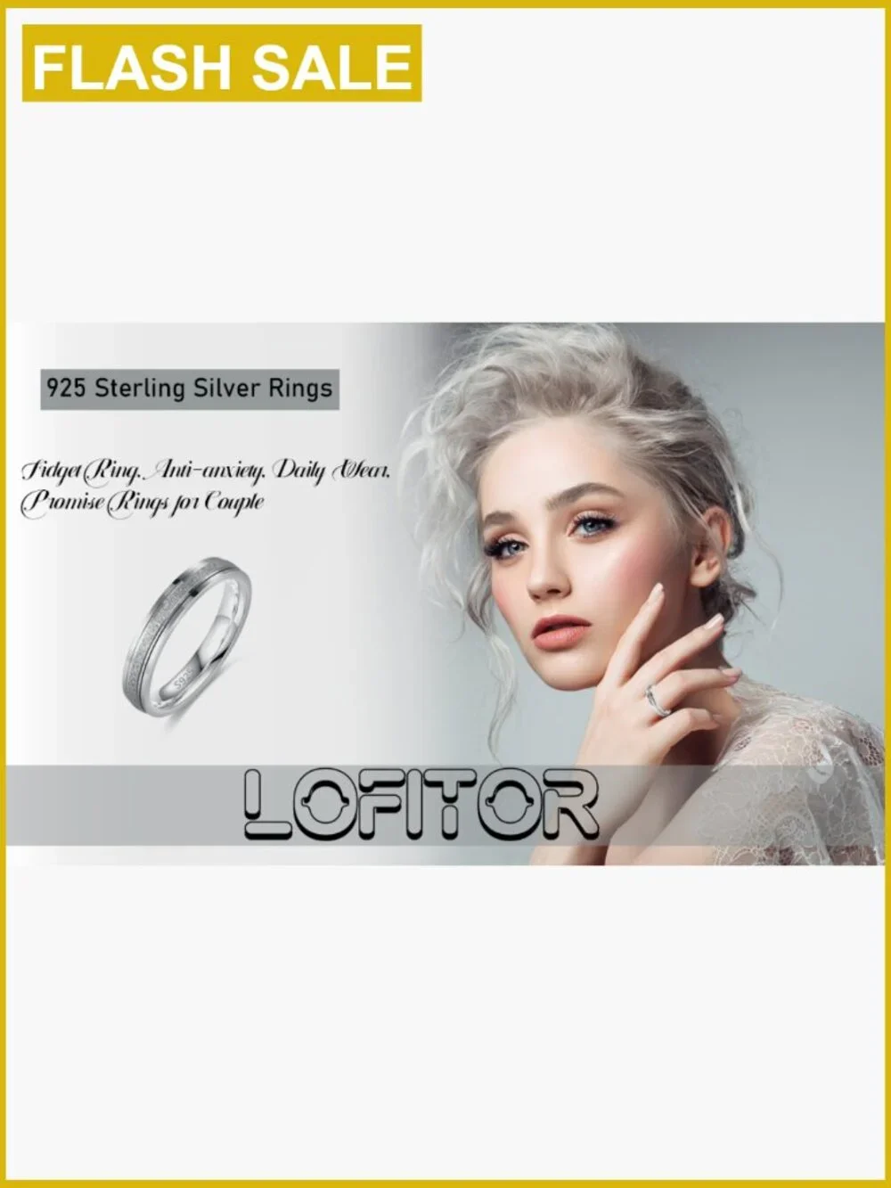 925 Sterling Silver Fidget Spinner Ring Stress Relief Anxiety Ring Band Unisex